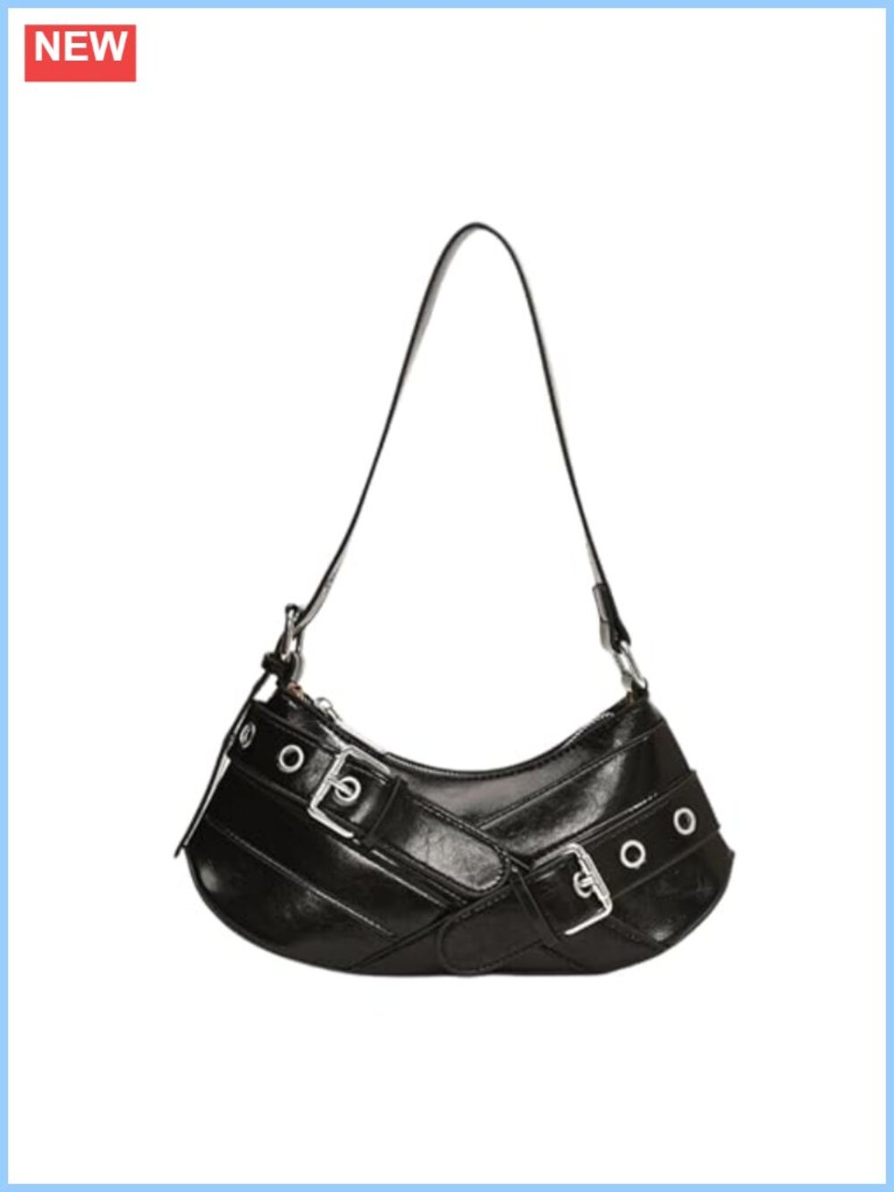 Faux Suede Hobo Bag with Buckle Y2K Crescent Crossbody Women's Purse - Picture 1 of 6